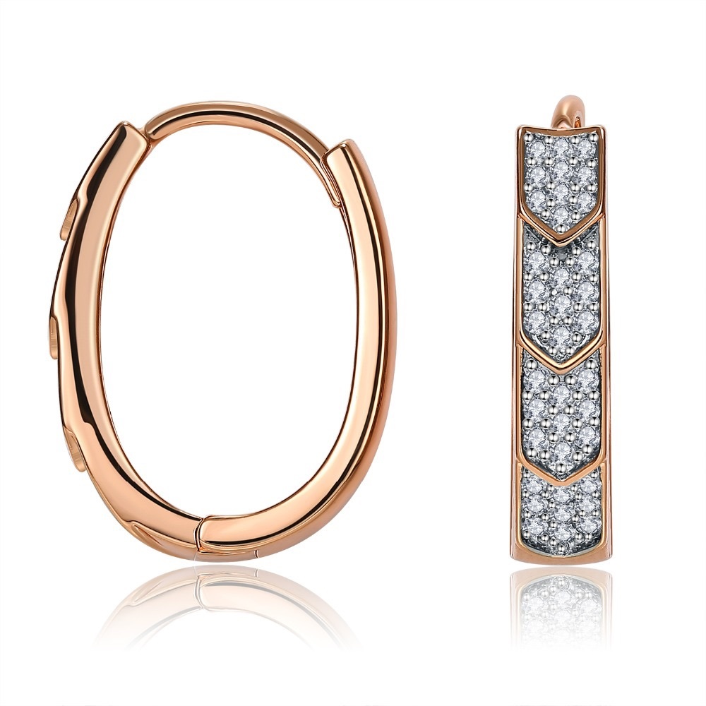 New 18K Gold Plated Stud Hoops Earrings - Picture 3 of 9